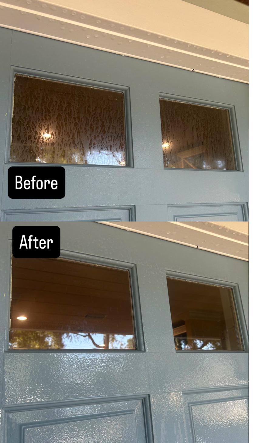 Before and after door cleaning